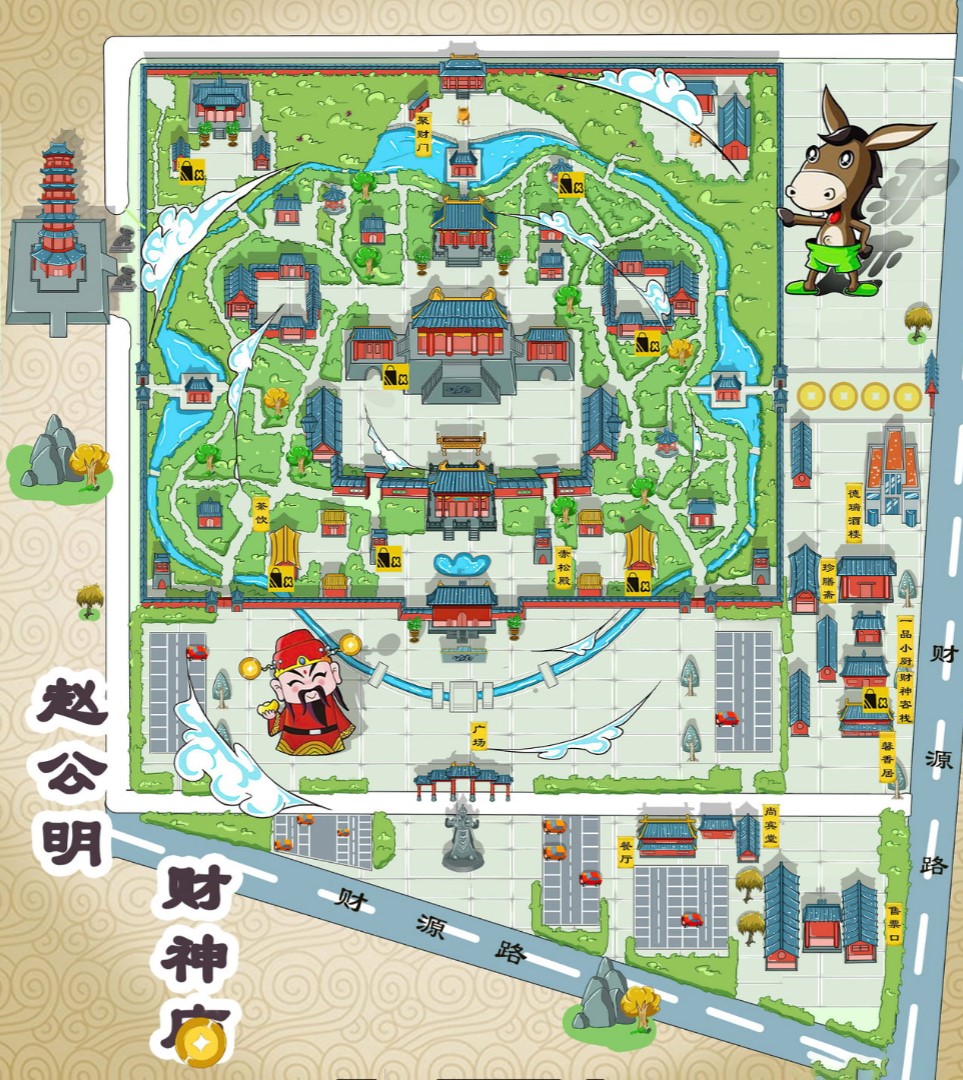 新宁寺庙类手绘地图